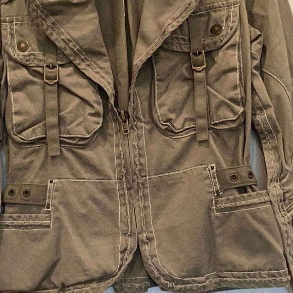 NWOT 22 Olive Green 100% Cotton twill military jacket in size M. - Picture 4 of 7